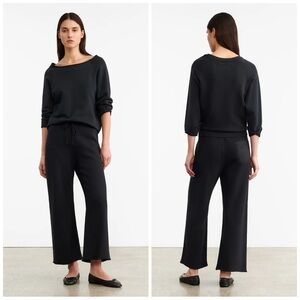 Nili Lotan Kiki Sweatpant Washed Black Luxe Minimalist Cropped Pants Size XS